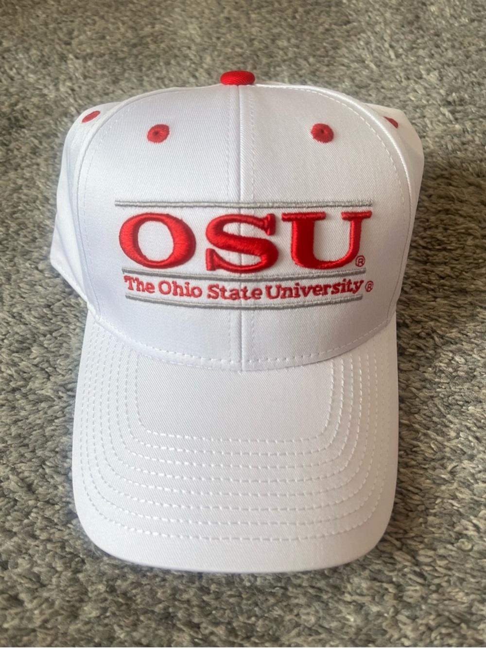 The Ohio State University White Cap with Red Details
